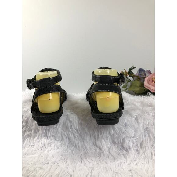 Josef Seibel Rosalie 39 Black Leather Gladiator Sandal Slingback Swirl Medallion - Picture 4 of 6